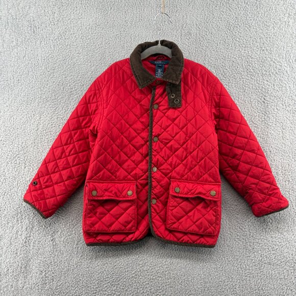 Polo Ralph Lauren Girls Red Quilted Barn Jacket Corduroy Collar Size 5 - Picture 1 of 13